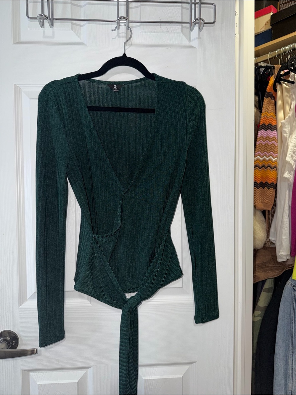 G by Guess Women's Wrap Tie Ribbed Sweater